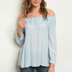 BLUE OFF SHOULDER TOP